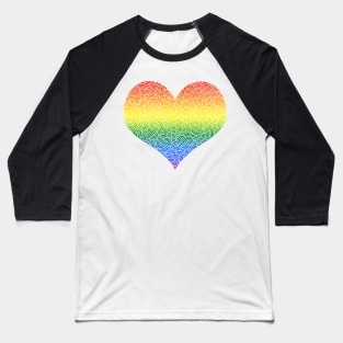 Ombré LGBTQ colours and white swirls doodles heart Baseball T-Shirt